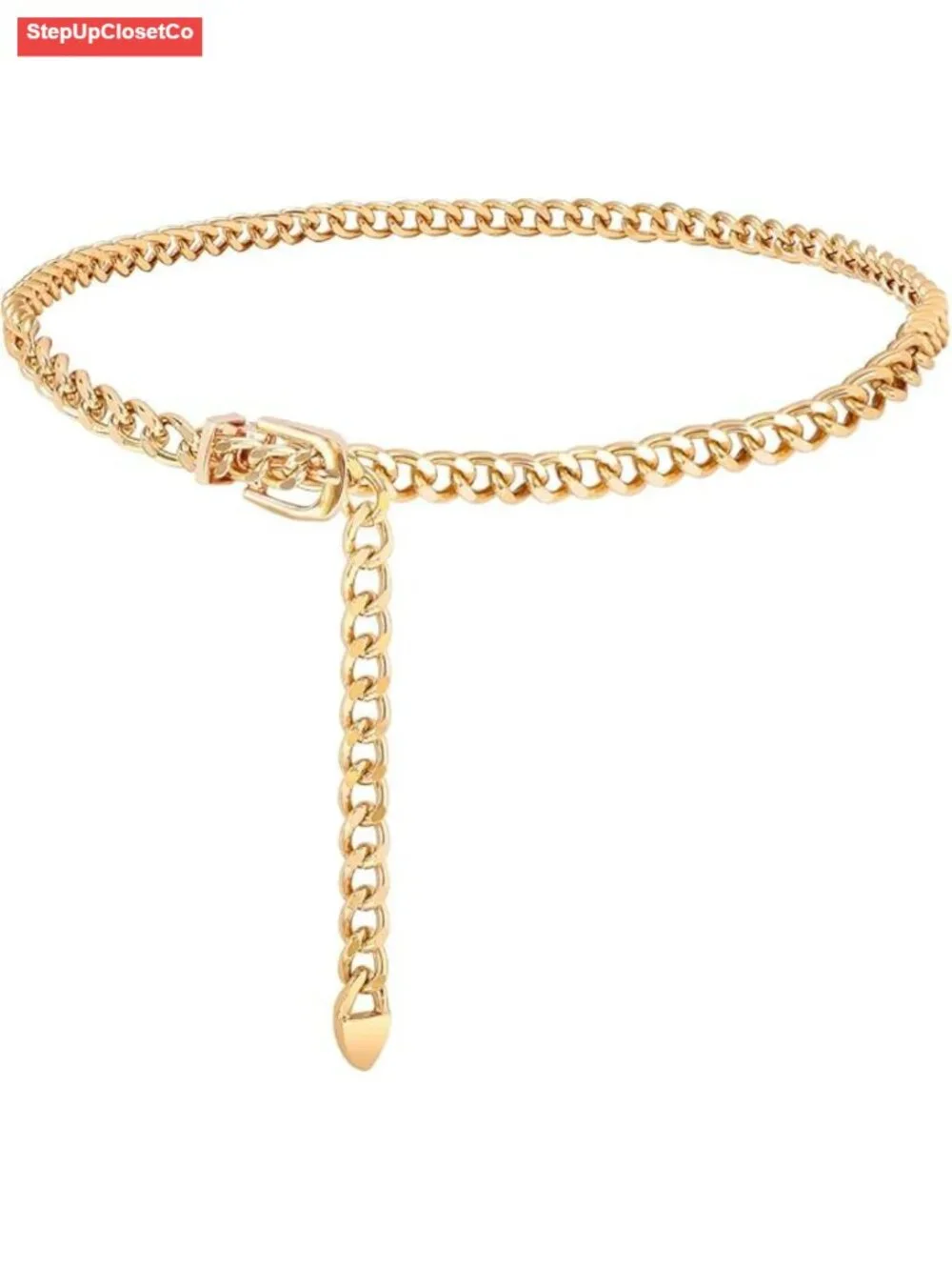 Gold Chain Waist Belt with Lobster Clasp - Adjustable 41.5 inches, Alloy Metal